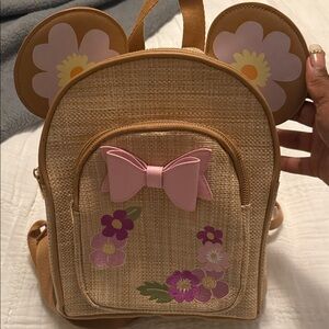 Minnie Mouse Floral Backpack with Pink Bow